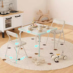 Ensemble table et deux chaises pliantes pour enfants, avec coussins en PU, facile à ranger, idéal pour les repas, la lecture et les jeux des enfants.