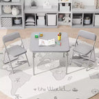 Ensemble table et deux chaises pliantes pour enfants, avec coussins en PU, facile à ranger, idéal pour les repas, la lecture et les jeux des enfants.