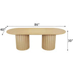Table à manger ovale double base cylindrique noire de 86 pouces avec 8 chaises de salle à manger, convient pour salle à manger / salon