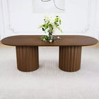 Table à manger ovale double base cylindrique noire de 86 pouces avec 8 chaises de salle à manger, convient pour salle à manger / salon