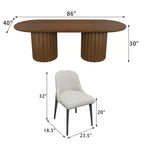 Table à manger ovale double base cylindrique noire de 86 pouces avec 8 chaises de salle à manger, convient pour salle à manger / salon