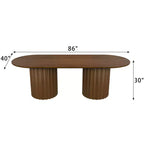 Table à manger ovale double base cylindrique noire de 86 pouces avec 8 chaises de salle à manger, convient pour salle à manger / salon