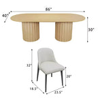 Table à manger ovale double base cylindrique noire de 86 pouces avec 8 chaises de salle à manger, convient pour salle à manger / salon