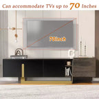 Meuble TV de luxe Bestier de 170 cm pour téléviseurs jusqu'à 70 pouces, meuble TV moderne avec pieds en métal, 1 tiroir, 2 armoires pour salon