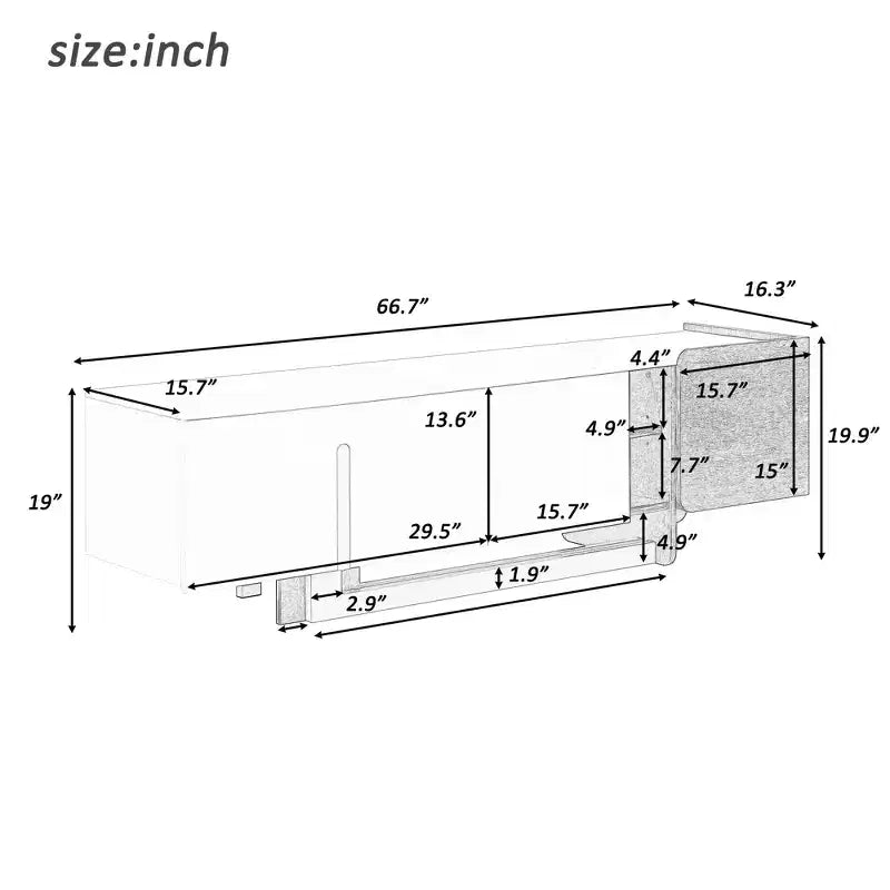 Meuble TV de luxe Bestier de 170 cm pour téléviseurs jusqu'à 70 pouces, meuble TV moderne avec pieds en métal, 1 tiroir, 2 armoires pour salon