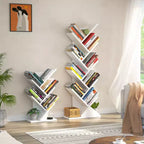 Besiost Tall Tree Bookshelf with Storage, 9-Tier Corner Bookshelves