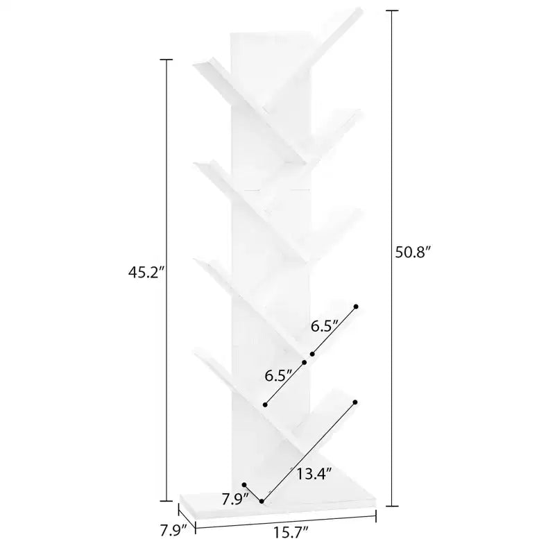 Bibliothèque d'angle Besiost Tall Tree avec rangement, 9 étagères