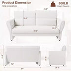 Fauteuil d'appoint moderne avec accoudoirs, petit canapé moderne en bouclette, coussins lombaires amovibles, assemblage facile, pour salon, chambre
