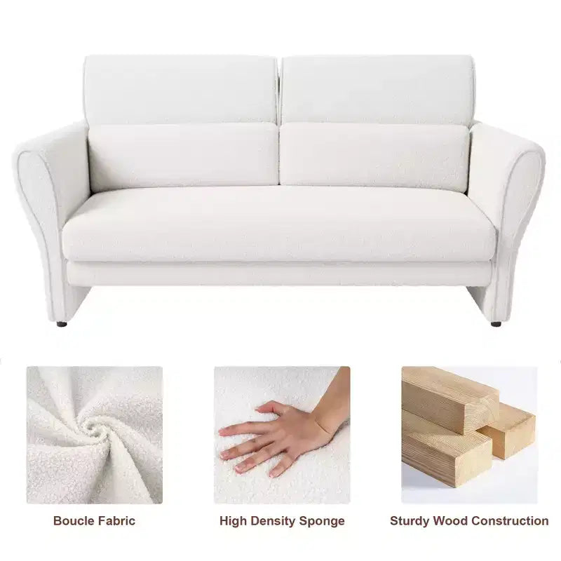 Fauteuil d'appoint moderne avec accoudoirs, petit canapé moderne en bouclette, coussins lombaires amovibles, assemblage facile, pour salon, chambre