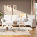 Fauteuil d'appoint moderne avec accoudoirs, petit canapé moderne en bouclette, coussins lombaires amovibles, assemblage facile, pour salon, chambre