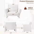 Fauteuil d'appoint moderne avec accoudoirs, petit canapé moderne en bouclette, coussins lombaires amovibles, assemblage facile, pour salon, chambre