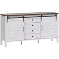 59 Buffet Cabinet, Farmhouse Sideboard with Thick Top, 2 Barn Doors, 4 Drawers and 2 Adjustable Shelves