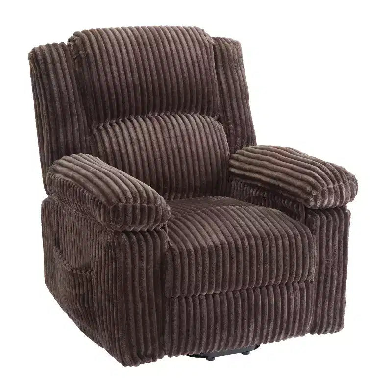 Fauteuil inclinable en velours côtelé, canapé inclinable manuel avec poignée, accoudoirs à dossier, rembourrage épais, poche latérale, capacité de 180 kg, inclinable réglable