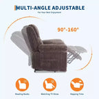 Fauteuil inclinable en velours côtelé, canapé inclinable manuel avec poignée, accoudoirs à dossier, rembourrage épais, poche latérale, capacité de 180 kg, inclinable réglable