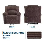 Fauteuil inclinable en velours côtelé, canapé inclinable manuel avec poignée, accoudoirs à dossier, rembourrage épais, poche latérale, capacité de 180 kg, inclinable réglable