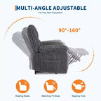 Fauteuil inclinable en velours côtelé, canapé inclinable manuel avec poignée, accoudoirs à dossier, rembourrage épais, poche latérale, capacité de 180 kg, inclinable réglable