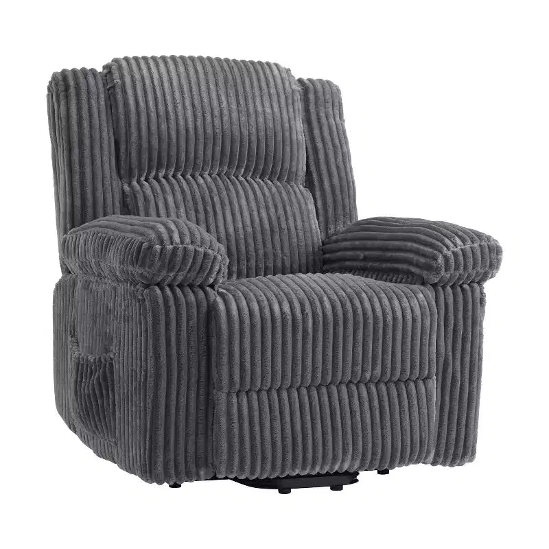 Fauteuil inclinable en velours côtelé, canapé inclinable manuel avec poignée, accoudoirs à dossier, rembourrage épais, poche latérale, capacité de 180 kg, inclinable réglable