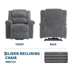 Fauteuil inclinable en velours côtelé, canapé inclinable manuel avec poignée, accoudoirs à dossier, rembourrage épais, poche latérale, capacité de 180 kg, inclinable réglable