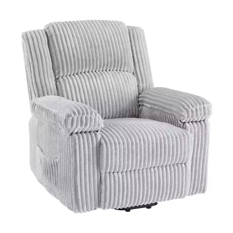 Fauteuil inclinable en velours côtelé, canapé inclinable manuel avec poignée, accoudoirs à dossier, rembourrage épais, poche latérale, capacité de 180 kg, inclinable réglable