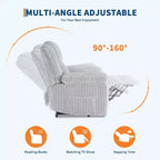 Fauteuil inclinable en velours côtelé, canapé inclinable manuel avec poignée, accoudoirs à dossier, rembourrage épais, poche latérale, capacité de 180 kg, inclinable réglable