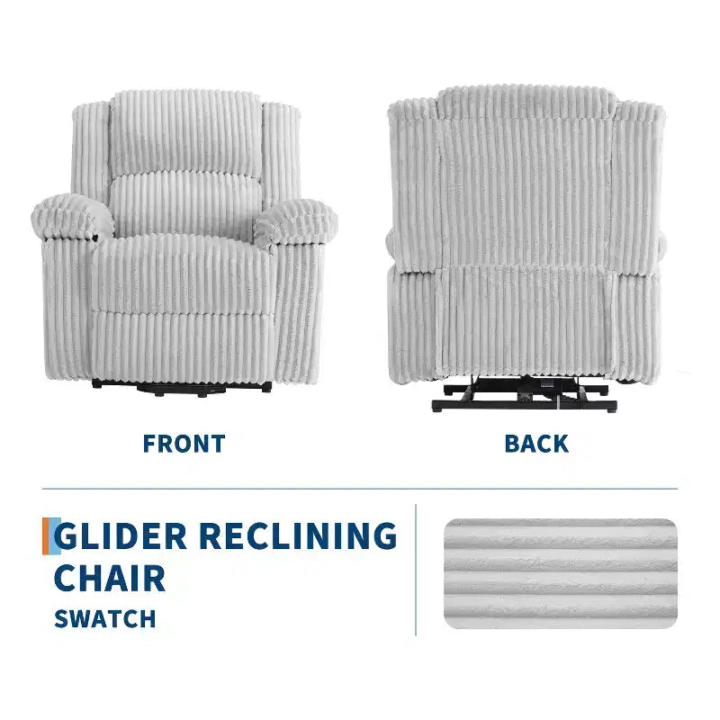 Fauteuil inclinable en velours côtelé, canapé inclinable manuel avec poignée, accoudoirs à dossier, rembourrage épais, poche latérale, capacité de 180 kg, inclinable réglable