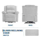 Fauteuil inclinable en velours côtelé, canapé inclinable manuel avec poignée, accoudoirs à dossier, rembourrage épais, poche latérale, capacité de 180 kg, inclinable réglable