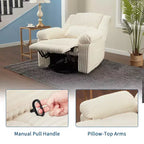 Fauteuil inclinable en velours côtelé, canapé inclinable manuel avec poignée, accoudoirs à dossier, rembourrage épais, poche latérale, capacité de 180 kg, inclinable réglable