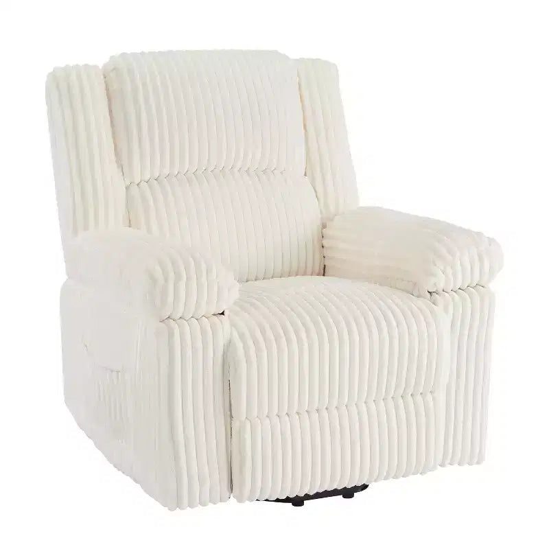 Fauteuil inclinable en velours côtelé, canapé inclinable manuel avec poignée, accoudoirs à dossier, rembourrage épais, poche latérale, capacité de 180 kg, inclinable réglable