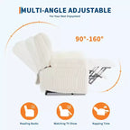 Fauteuil inclinable en velours côtelé, canapé inclinable manuel avec poignée, accoudoirs à dossier, rembourrage épais, poche latérale, capacité de 180 kg, inclinable réglable