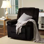Fauteuil inclinable en velours côtelé, canapé inclinable manuel avec poignée, accoudoirs à dossier, rembourrage épais, poche latérale, capacité de 180 kg, inclinable réglable
