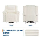 Fauteuil inclinable en velours côtelé, canapé inclinable manuel avec poignée, accoudoirs à dossier, rembourrage épais, poche latérale, capacité de 180 kg, inclinable réglable