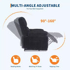 Fauteuil inclinable en velours côtelé, canapé inclinable manuel avec poignée, accoudoirs à dossier, rembourrage épais, poche latérale, capacité de 180 kg, inclinable réglable