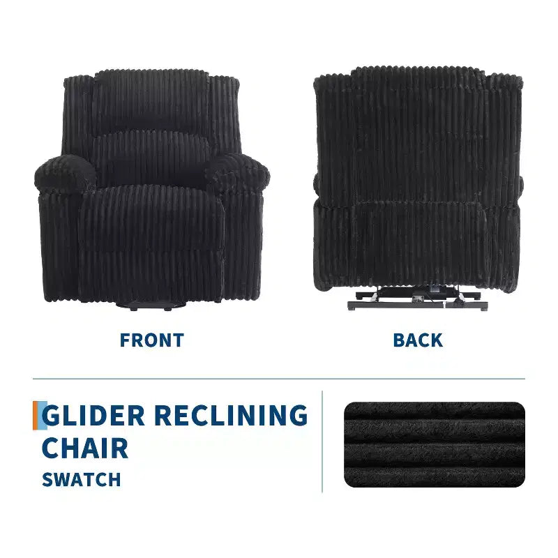 Fauteuil inclinable en velours côtelé, canapé inclinable manuel avec poignée, accoudoirs à dossier, rembourrage épais, poche latérale, capacité de 180 kg, inclinable réglable
