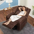Fauteuil inclinable en velours côtelé, canapé inclinable manuel avec poignée, accoudoirs à dossier, rembourrage épais, poche latérale, capacité de 180 kg, inclinable réglable