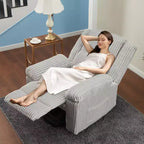 Fauteuil inclinable en velours côtelé, canapé inclinable manuel avec poignée, accoudoirs à dossier, rembourrage épais, poche latérale, capacité de 180 kg, inclinable réglable