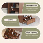 Îlot de rangement avec 6 tiroirs, commode blanche avec dessus en verre pour chambre à coucher, présentoir central à bijoux, îlot de rangement pour dressing/garde-robe