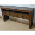 Beveled console table with drawers