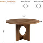 Table à manger ronde de 47 pouces pour 4 à 6 personnes, table de cuisine à piédestal peu encombrante, style moderne et minimaliste