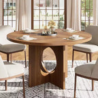 Table à manger ronde de 47 pouces pour 4 à 6 personnes, table de cuisine à piédestal peu encombrante, style moderne et minimaliste