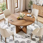 Table à manger ronde de 47 pouces pour 4 à 6 personnes, table de cuisine à piédestal peu encombrante, style moderne et minimaliste