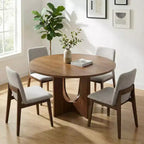Table à manger ronde de 47 pouces pour 4 à 6 personnes, table de cuisine à piédestal peu encombrante, style moderne et minimaliste
