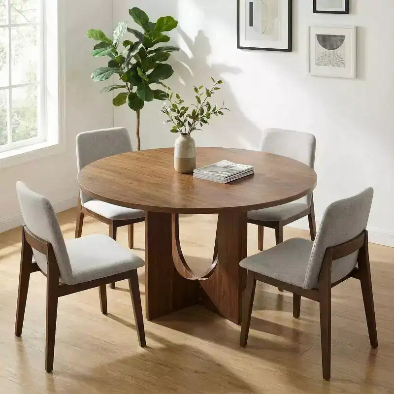 Table à manger ronde de 47 pouces pour 4 à 6 personnes, table de cuisine à piédestal peu encombrante, style moderne et minimaliste