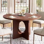Table à manger ronde de 47 pouces pour 4 à 6 personnes, table de cuisine à piédestal peu encombrante, style moderne et minimaliste