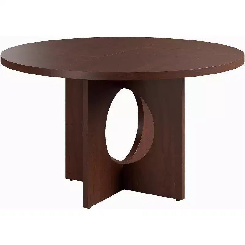 Table à manger ronde de 47 pouces pour 4 à 6 personnes, table de cuisine à piédestal peu encombrante, style moderne et minimaliste