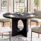 Table à manger ronde de 47 pouces pour 4 à 6 personnes, table de cuisine à piédestal peu encombrante, style moderne et minimaliste