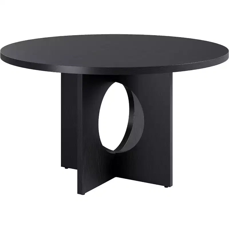 Table à manger ronde de 47 pouces pour 4 à 6 personnes, table de cuisine à piédestal peu encombrante, style moderne et minimaliste