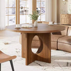 Table à manger ronde de 47 pouces pour 4 à 6 personnes, table de cuisine à piédestal peu encombrante, style moderne et minimaliste