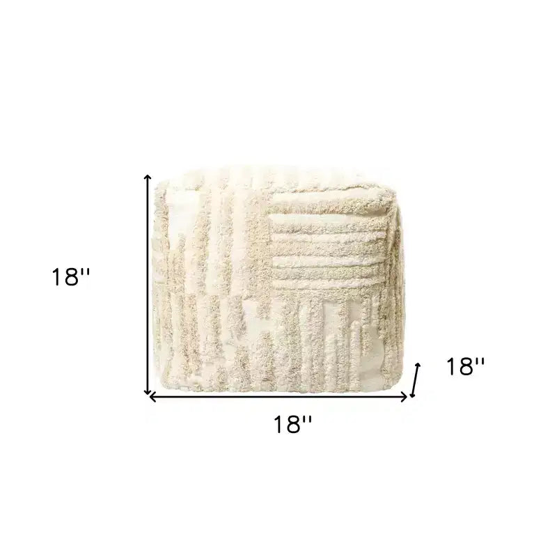 Pouf ottoman rayé en coton, 18 po