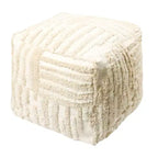 Pouf ottoman rayé en coton, 18 po