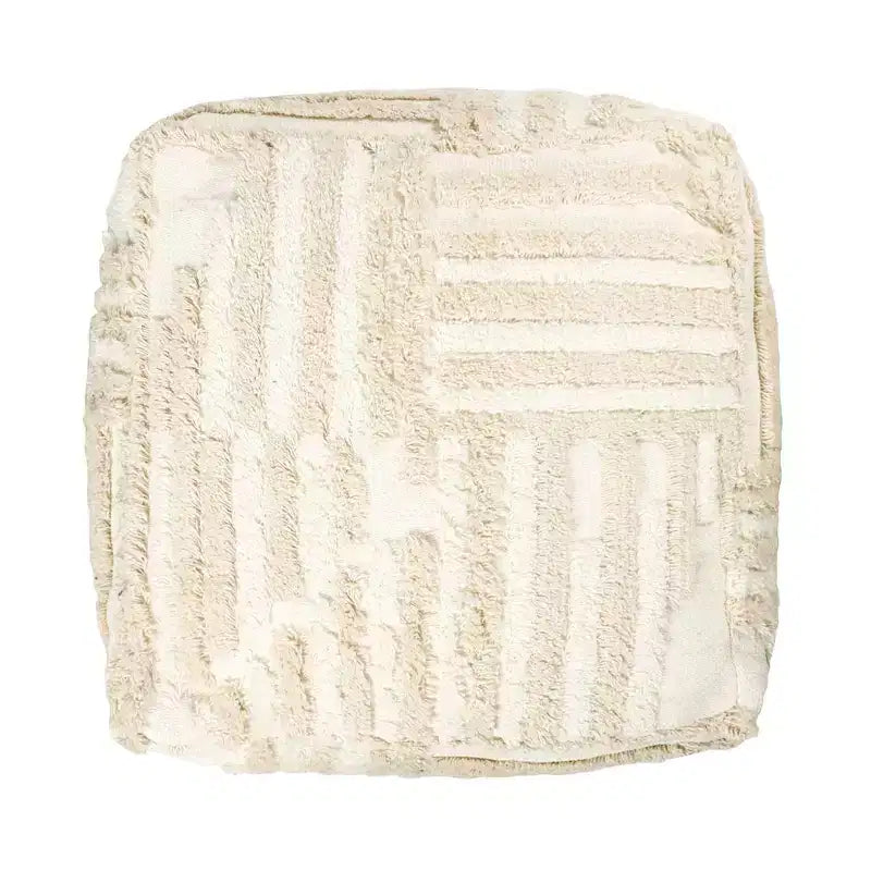 Pouf ottoman rayé en coton, 18 po